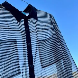 Classic Sheer Black and White Blouse